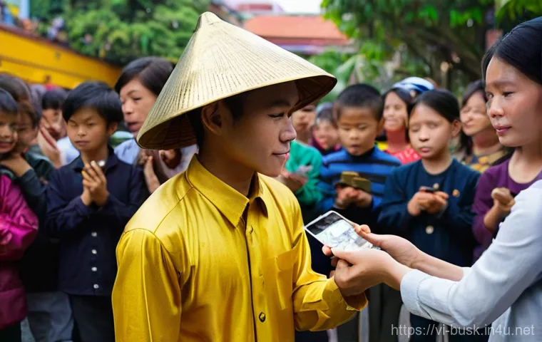 거리공연과 대중문화 - **Prompt:** An energetic afternoon on a dynamic public square in Hanoi, reminiscent of the area near...