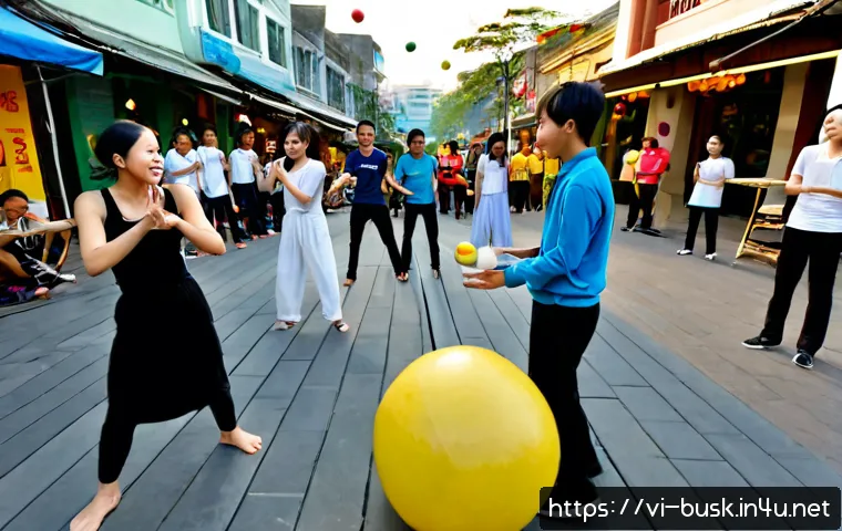 Home 17 거리공연을 위한 창작 워크숍 - Photorealistic creative workshop for street performance in a lively Vietnamese pedestrian plaza, div...