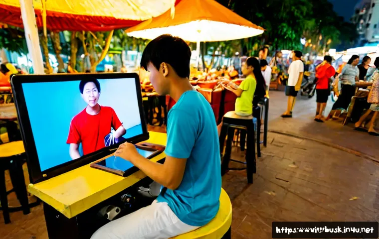 Home 17 거리공연을 위한 멀티미디어 활용 - Photorealistic evening street performance in a lively pedestrian plaza in Ho Chi Minh City, Vietnam,...
